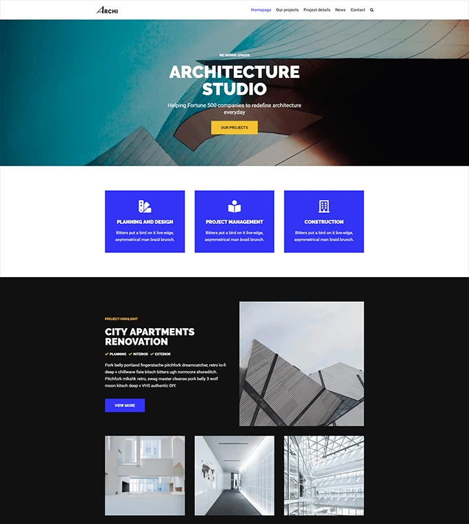 Diseño de pagina web para estudio de arquitectos